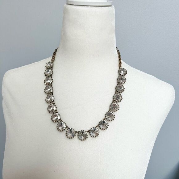J. Crew Clear Crystal Fancy Sparkly Bib Necklace - Picture 1 of 5
